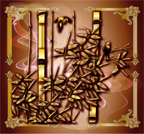 工笔画竹子ai矢量图